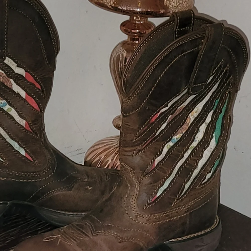 New Rank 45 Western Mexican Flag Cowboy Cowgirl Boots Sz 37.5 - Picture 1 of 10